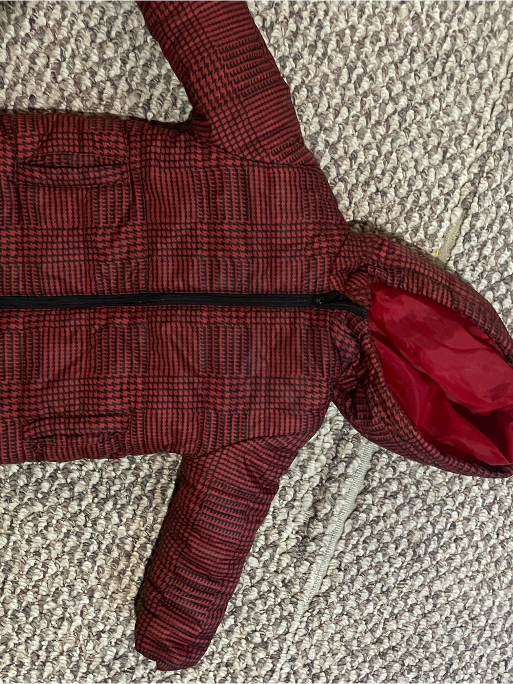 dip Red Plaid Hooded Puffer Coat
